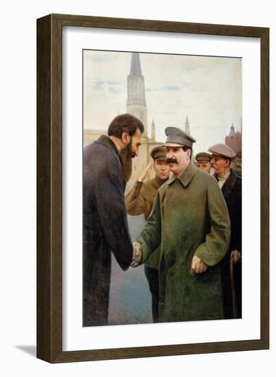 Josef Stalin and the Geophysicist Otto Y Schmidt, 1930S-Jakov Kalinichenko-Framed Giclee Print