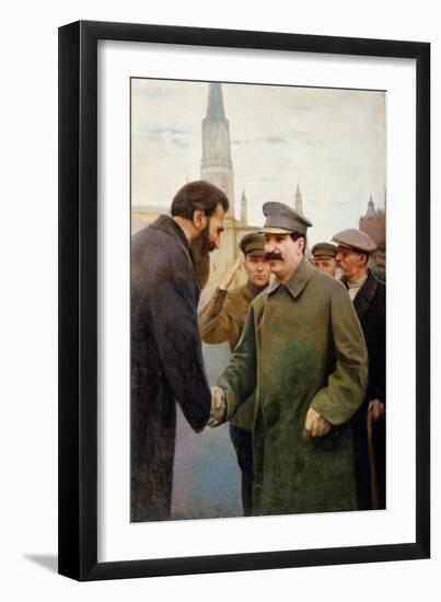 Josef Stalin and the Geophysicist Otto Y Schmidt, 1930S-Jakov Kalinichenko-Framed Giclee Print