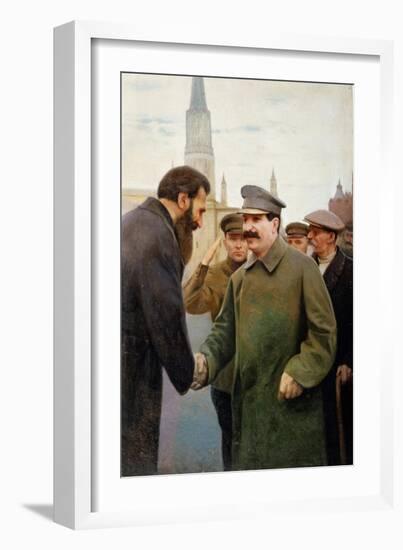 Josef Stalin and the Geophysicist Otto Y Schmidt, 1930S-Jakov Kalinichenko-Framed Giclee Print