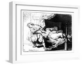 Joseph and Potiphar's Wife, 1634 (Etching)-Rembrandt van Rijn-Framed Giclee Print