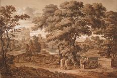 Landscape Near Olevano with Brick Factory and Rural Folk, 1823-24-Joseph Anton Koch-Giclee Print