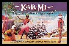 Kar-Mi Swallows a Loaded Gun Barrel and Shoots a Cracker from a Man's Head-Joseph B. Hallworth-Laminated Premium Giclee Print