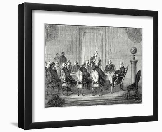 Joseph Banks Reads the Letter of Volta Announcing the Discovery of the Electric Battery before the-null-Framed Giclee Print