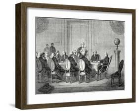 Joseph Banks Reads the Letter of Volta Announcing the Discovery of the Electric Battery before the-null-Framed Giclee Print