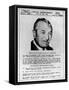 Joseph Bonanno on Wanted Poster Issued by the New York Police, in 1964-null-Framed Stretched Canvas