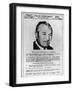 Joseph Bonanno on Wanted Poster Issued by the New York Police, in 1964-null-Framed Art Print