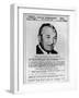 Joseph Bonanno on Wanted Poster Issued by the New York Police, in 1964-null-Framed Art Print