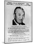 Joseph Bonanno on Wanted Poster Issued by the New York Police, in 1964-null-Mounted Art Print