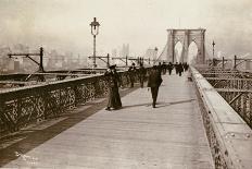 The Brooklyn Bridge Promenade, Looking Towards Manhattan, 1903-Joseph Byron-Mounted Giclee Print