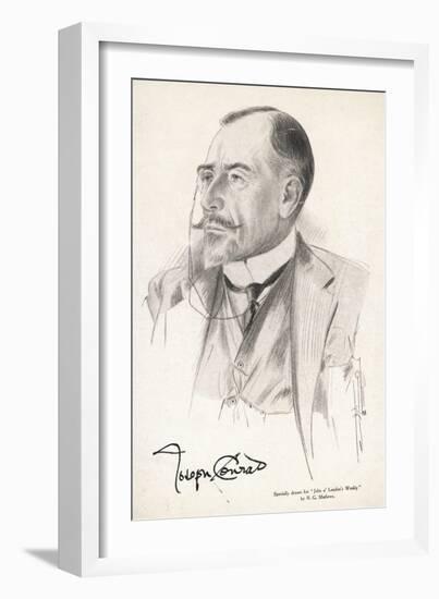 Joseph Conrad Polish-Born Writer in 1921-R.g. Mathews-Framed Art Print