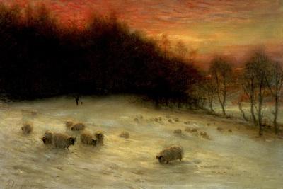 Sheep in a Winter Landscape, Evening