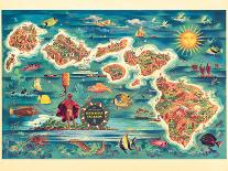 The Dole Map of the Hawaiian Islands - Vintage Pictorial Map, 1950s-Joseph Fehér-Art Print