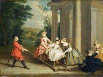 Children Playing with a Hobby Horse, c.1741-47-Joseph Francis Nollekens-Stretched Canvas