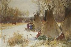 Indian Camp in the Snow-Joseph Henry Sharp-Giclee Print