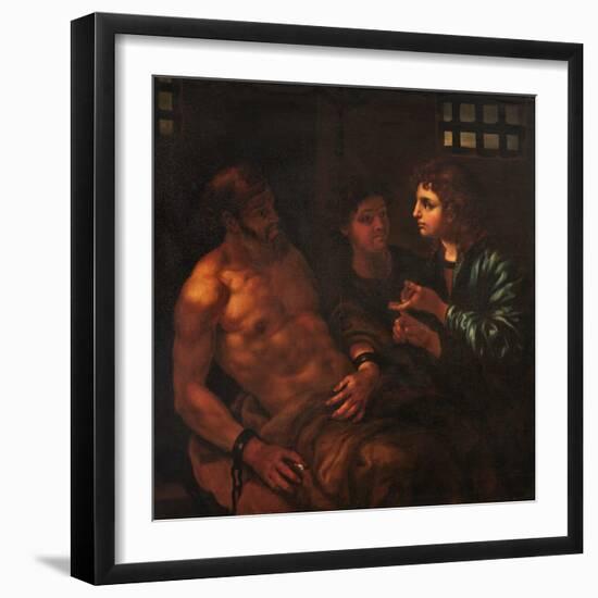 Joseph in Prison, Interpreting the Dreams of His Fellow Prisoners, 17Th Century (Oil on Canvas)-Johann Karl Loth-Framed Giclee Print