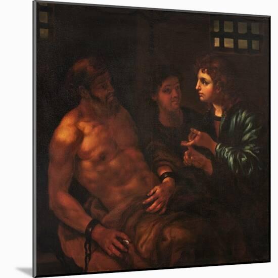 Joseph in Prison, Interpreting the Dreams of His Fellow Prisoners, 17Th Century (Oil on Canvas)-Johann Karl Loth-Mounted Giclee Print