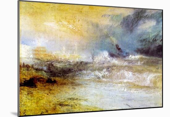 Joseph Mallord Turner Waves Breaking on a Lee Shore Art Print Poster-null-Mounted Poster