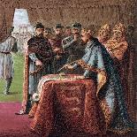 King John of England Signs the Magna Carta (From: Pictures of English Histor), 1868-Joseph Martin Kronheim-Framed Stretched Canvas