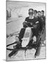 Joseph Meconi Sitting in Driver's Seat of Bobsled with Teammates at Winter Olympics-null-Mounted Premium Photographic Print