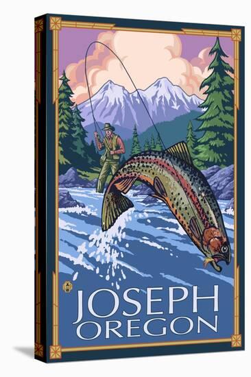 Joseph, Oregon, Angler Fisherman-Lantern Press-Stretched Canvas