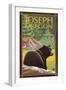 Joseph, Oregon, Black Bear in Forest-Lantern Press-Framed Art Print