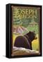 Joseph, Oregon, Black Bear in Forest-Lantern Press-Framed Stretched Canvas