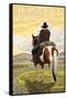 Joseph, Oregon, Cowboy on Horseback-Lantern Press-Framed Stretched Canvas