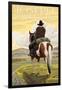 Joseph, Oregon, Cowboy on Horseback-Lantern Press-Framed Art Print