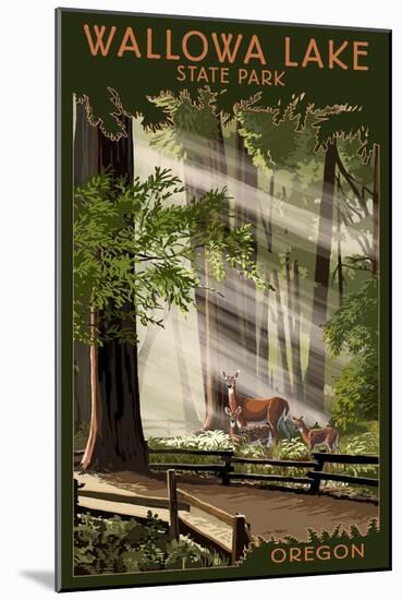 Joseph, Oregon - Deer and Fawns-Lantern Press-Mounted Art Print