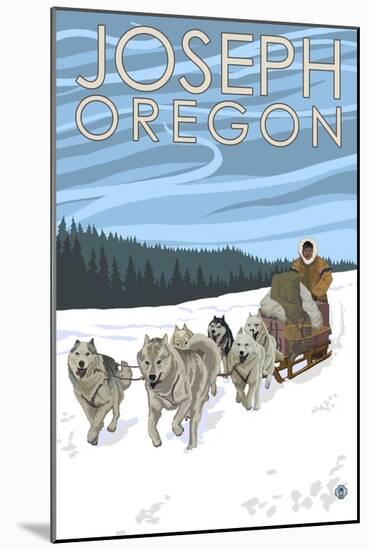 Joseph, Oregon - Dog Sled Scene-Lantern Press-Mounted Art Print