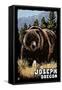 Joseph, Oregon - Grizzly Bear - Scratchboard-Lantern Press-Framed Stretched Canvas