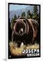 Joseph, Oregon - Grizzly Bear - Scratchboard-Lantern Press-Framed Art Print