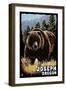 Joseph, Oregon - Grizzly Bear - Scratchboard-Lantern Press-Framed Art Print