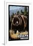 Joseph, Oregon - Grizzly Bear - Scratchboard-Lantern Press-Framed Art Print