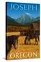 Joseph, Oregon - Horses and Barn-Lantern Press-Stretched Canvas