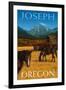 Joseph, Oregon - Horses and Barn-Lantern Press-Framed Art Print