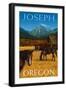 Joseph, Oregon - Horses and Barn-Lantern Press-Framed Art Print