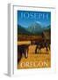 Joseph, Oregon - Horses and Barn-Lantern Press-Framed Art Print
