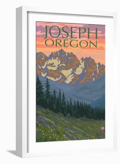 Joseph, Oregon, Spring Flowers-Lantern Press-Framed Art Print