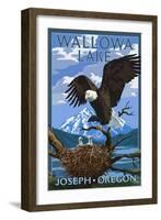 Joseph, Oregon - Wallowa Lake Eagle and Chicks-Lantern Press-Framed Art Print