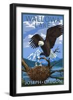 Joseph, Oregon - Wallowa Lake Eagle and Chicks-Lantern Press-Framed Art Print