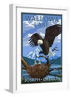 Joseph, Oregon - Wallowa Lake Eagle and Chicks-Lantern Press-Framed Art Print