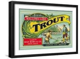 Joseph, Oregon - Wallowa Lake Trout Label-Lantern Press-Framed Art Print