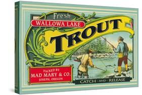 Joseph, Oregon - Wallowa Lake Trout Label-Lantern Press-Stretched Canvas