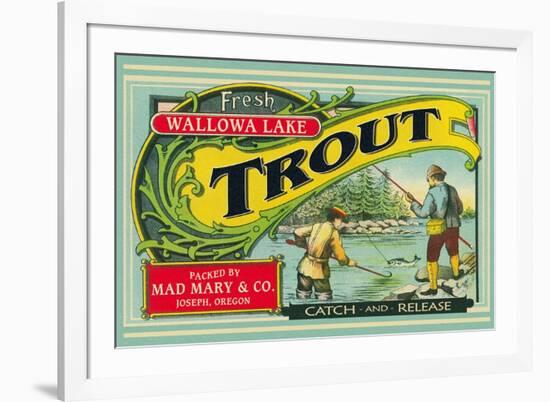 Joseph, Oregon - Wallowa Lake Trout Label-Lantern Press-Framed Premium Giclee Print