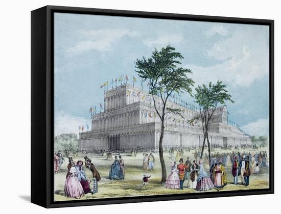 Joseph Paxton's Crystal Palace in Hyde Park, London, During the Great Exhibition of 1851-null-Framed Stretched Canvas