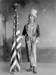 Wooden Uncle Sam and the American Flag-Joseph Randall Blanchard-Stretched Canvas