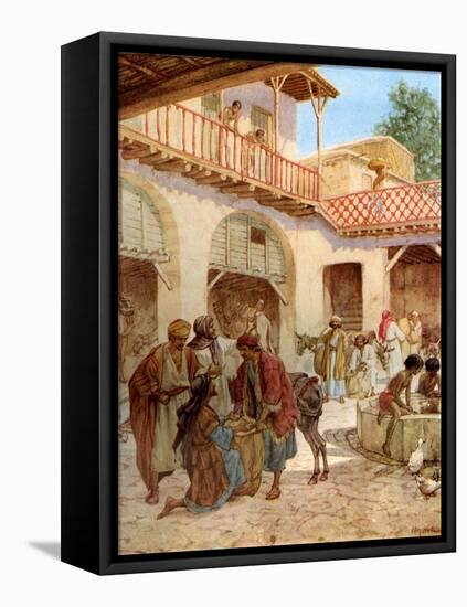 Joseph 's brethren at the inn Every Man's money in his sack - Bible-William Brassey Hole-Framed Stretched Canvas