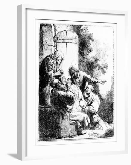 Joseph's Coat Brought to Jacob, C.1633 (Etching)-Rembrandt van Rijn-Framed Giclee Print