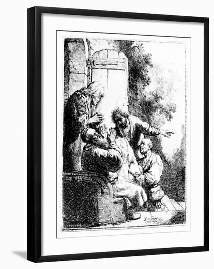 Joseph's Coat Brought to Jacob, C.1633 (Etching)-Rembrandt van Rijn-Framed Giclee Print